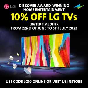 10% Off All LG TV’s